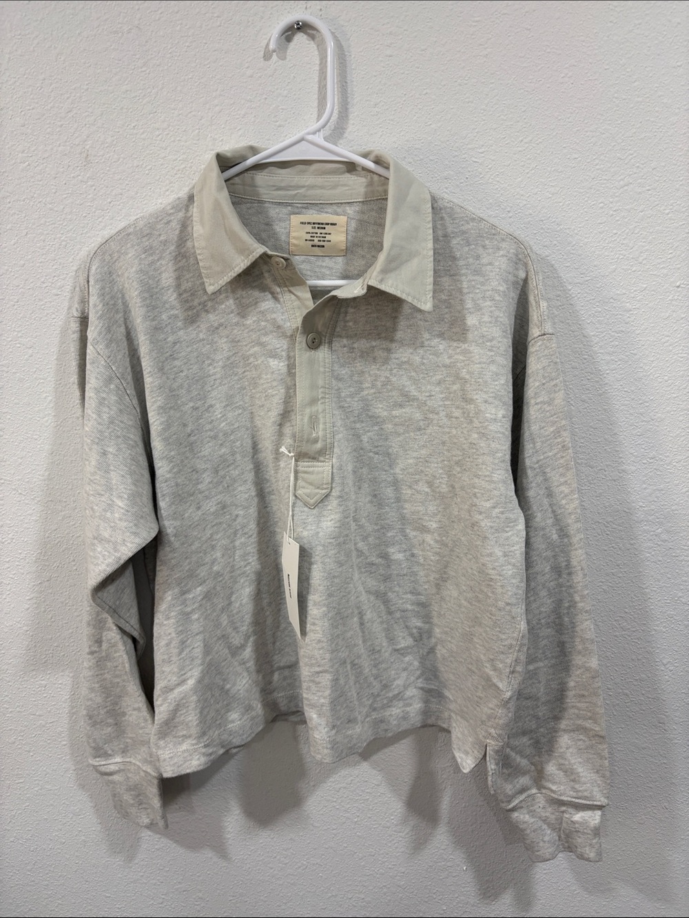 Buck Mason Heather Oat Field Spec Boyfriend Crop Tee $118 Women’s Medium